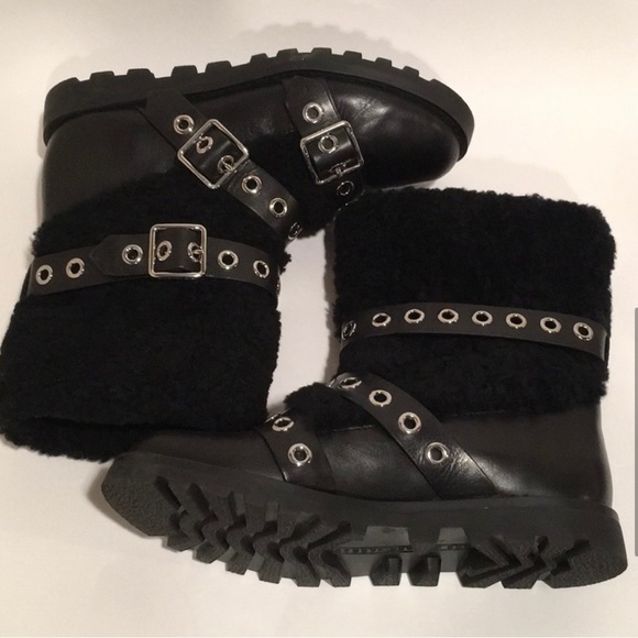Marc by Marc Jacobs Black Studded Shearling Boots - Women’s 8.5 - Picture 5 of 8